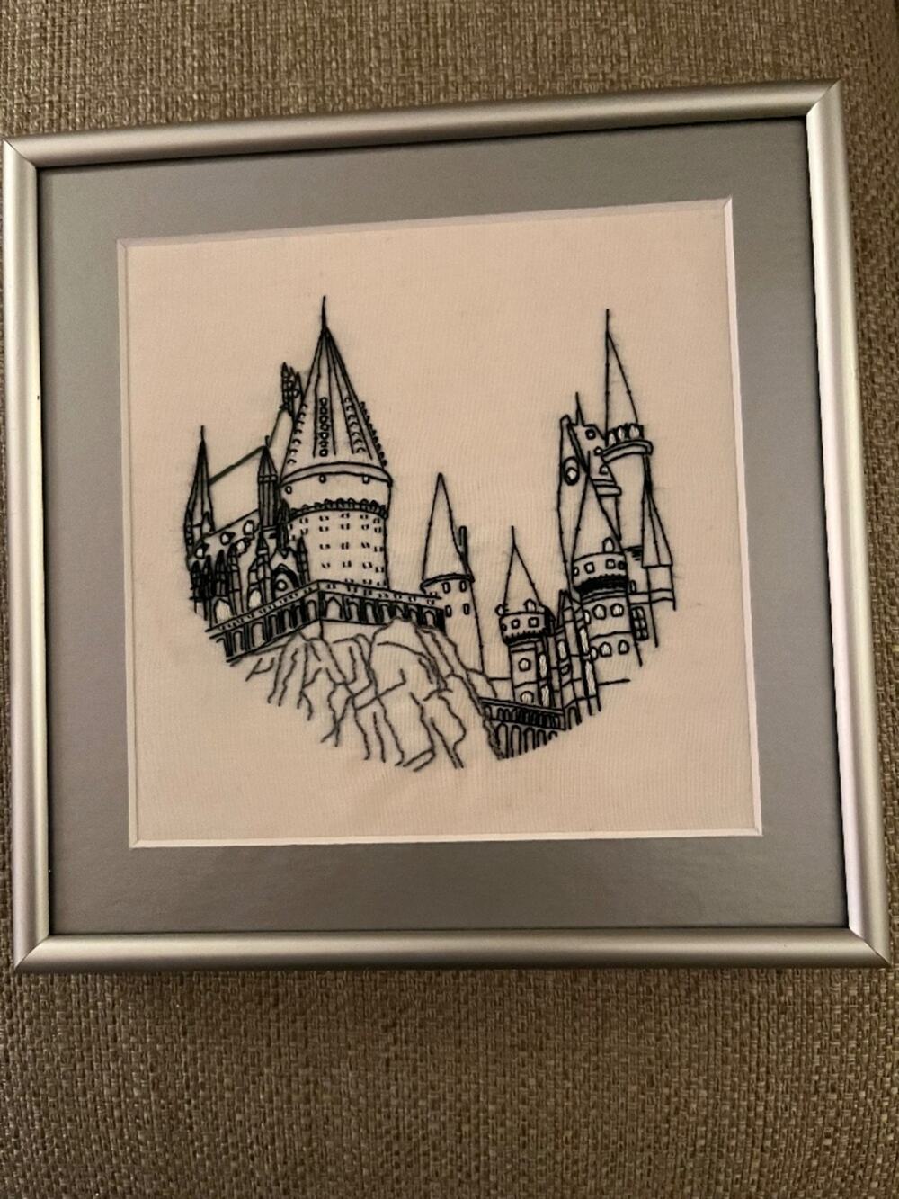 Harry Potter Hogwarts Castle Framed Embroidery (8" X 8")